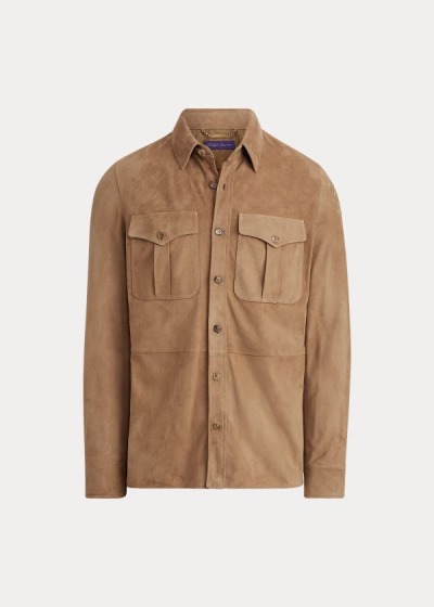 Ralph Lauren Suede Overshirt Herre Danmark (UODTN7812)